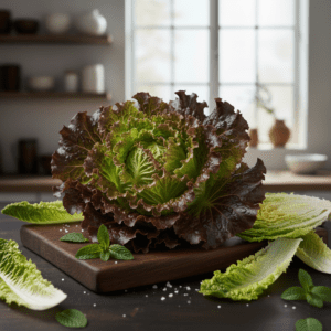 Laitue Rouge Décorative – Feuilles Tendres, Couleur Vibrante et Douceur Subtile