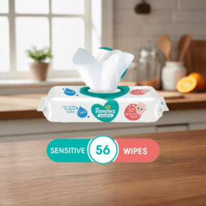 Lingettes Bébé – PAMPERS – Sensitive – 56 unités – Eau Purifiée – Hypoallergénique