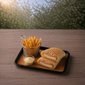 Le Tacos Cordon Bleu (avec frites )– L'Ultime Gourmandise au Cordon Bleu Doré, Frites Croustillantes et Sauce Fromagère Onctueuse