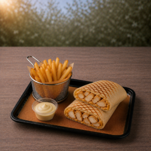 Le Tacos Poulet Frites  – L&rsquo;Incontournable Recette Généreuse au Poulet Épicé, Frites Croustillantes et Sauce Fromagère Maison