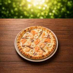 Titre : La Pizza Pêcheur  – Le Grand Festin Marin aux Crevettes et Calamars