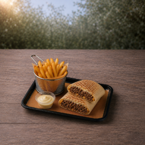 Le Tacos Dinde Hachée (avec frites)– L&rsquo;Incontournable Recette Généreuse à la Viande Saisie, Frites Croustillantes et Onctueuse Sauce Fromagère